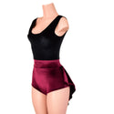 Burgundy and Black Velvet Mini Tux Back Romper - 6