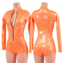 Neon Orange Sparkly Jewel Stella Romper with Long Sleeves & Boy Cut Leg-1