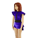 Childrens Purple Velvet Romper with Inset Mesh Keyhole Neckline and Mini Tux Tails-7