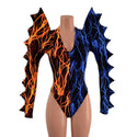 Color Split Lightning Mega Sharp Shoulder Romper with Spikes - 2