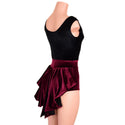 Burgundy and Black Velvet Mini Tux Back Romper - 5