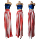 Trouser Style Stilt Pants in Red and White Stripe-5