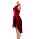 Red Velvet Hi Lo Skater Dress with Crew Neckline and Racer Back-3
