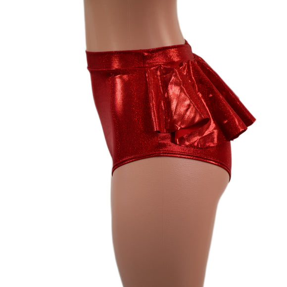 Red Sparkly Jewel Ruffle Rump Siren Shorts