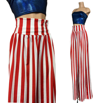 Trouser Style Stilt Pants in Red and White Stripe