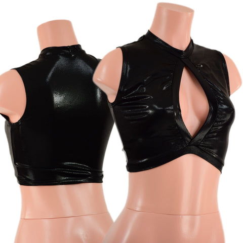 Black Mystique Keyhole Crop Top - Coquetry Clothing