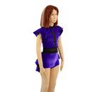 Childrens Purple Velvet Romper with Inset Mesh Keyhole Neckline and Mini Tux Tails-5