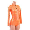 Neon Orange Sparkly Jewel Stella Romper with Long Sleeves & Boy Cut Leg-3