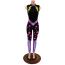 Bolts and Stars Zipper Front Color Blocked Catsuit-5
