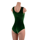 Green Velvet Tank Style Romper with Siren Cut Leg-4