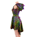 Poisonous Dragon Hooded Skater Dress with Dragon Tail Hemline-4