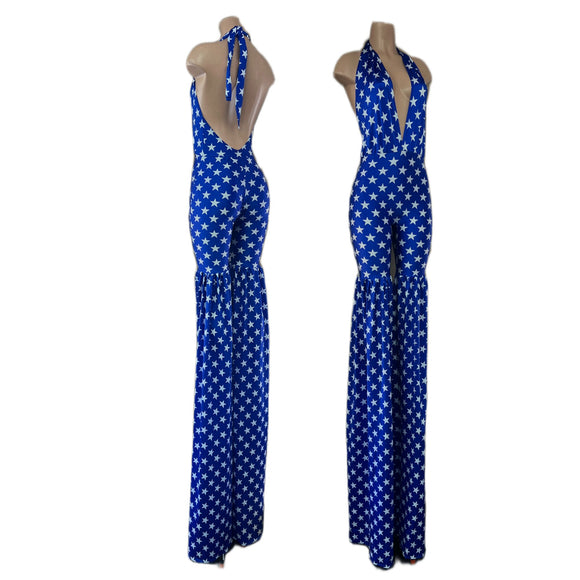 Blue and White Stars Stilting Costume