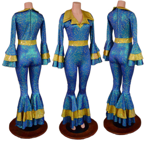 Dancing Queen Multi Tiered Bell Bottoms and Waistband Catsuit - Coquetry Clothing