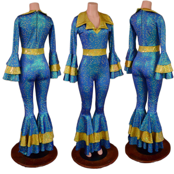 Dancing Queen Multi Tiered Bell Bottoms and Waistband Catsuit - 1