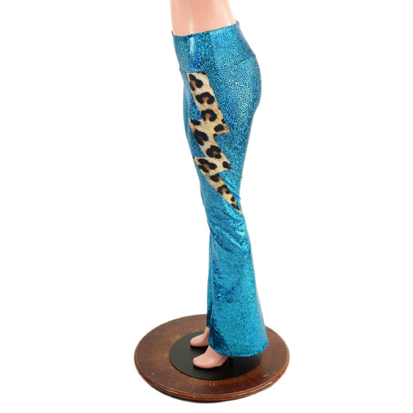 High Waist Boot Cut Leggings with Lightning Bolts - 3