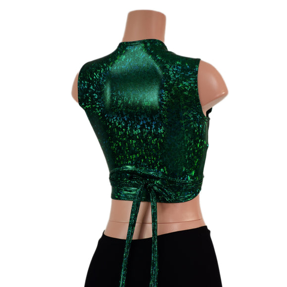 Green Kaleidoscope Sleeveless Wrap & Tie Top