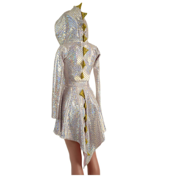 Long Sleeve Dragon Tail Hooded Skater Dress - 7
