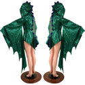 Succubus Sleeve Dragon Hooded Romper with Dragon Tail Ruffle Rump - 3