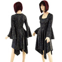 Star Noir Handkerchief Dress with Trumpet Sleeves - 1