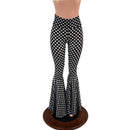 Black and White Polka Dot Print High Waist Bell Bottom Flares-5