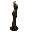 Josie Halter Bell Bottom Flare Catsuit in Poisonous-4