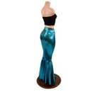 Teal Metallic High Waist Mermaid Skirt-6