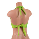 Neon Lime Holographic Tie Back Halter Top-3