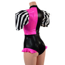 Quad Color Blocked Romper with Short, Banded, Victoria Sleeves-4