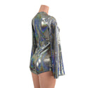 Silver Holographic Romper with Bell Sleeves - 2