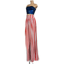 Trouser Style Stilt Pants in Red and White Stripe-4