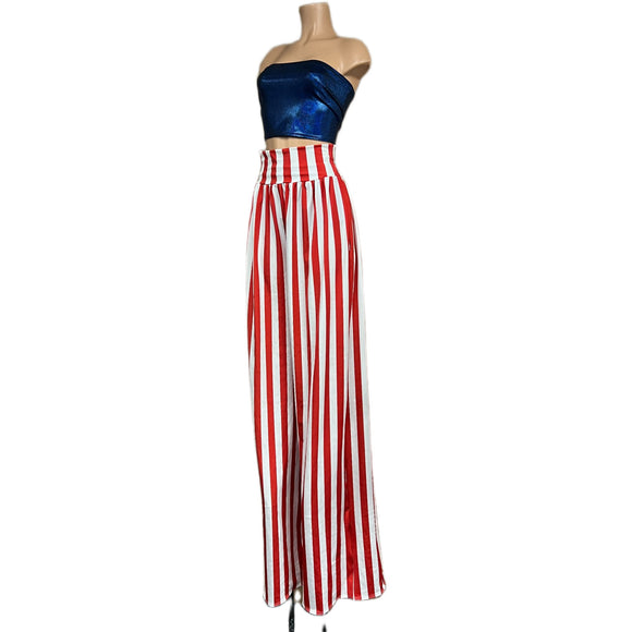 Trouser Style Stilt Pants in Red and White Stripe