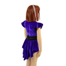 Childrens Purple Velvet Romper with Inset Mesh Keyhole Neckline and Mini Tux Tails-4