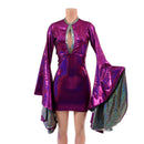 Fuchsia Sparkly Jewel Bodycon Dress with Keyhole and Mini Sorceress Sleeves-5