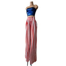 Trouser Style Stilt Pants in Red and White Stripe-3