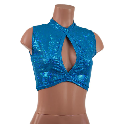 Turquoise Kaleidoscope Keyhole Crop Top