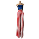 Trouser Style Stilt Pants in Red and White Stripe-2