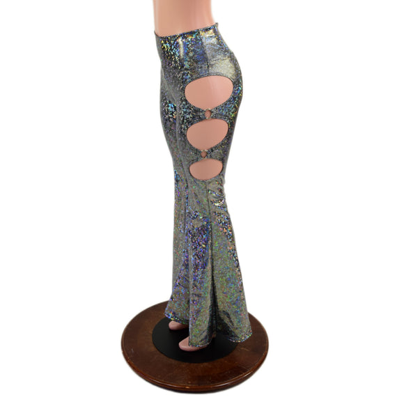 Silver Kaleidoscope High Waist Solar Flares with Triple Cutouts and O-rings