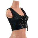 Mini Lace Up Front Crop Tank in Black Holographic-4