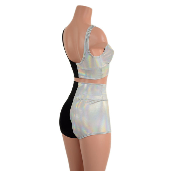 Color Split High Waist Shorts and Starlette Bralette Set - 6