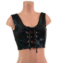 Mini Lace Up Front Crop Tank in Black Holographic-3