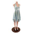 Frostbite Holographic Handkerchief Hemline Halter Dress-5