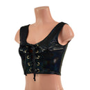 Mini Lace Up Front Crop Tank in Black Holographic-2