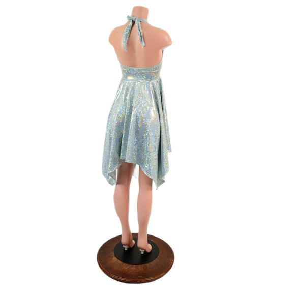 Frostbite Holographic Handkerchief Hemline Halter Dress