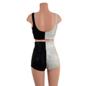 Color Split High Waist Shorts and Starlette Bralette Set - 2