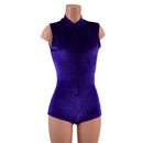 Sleeveless Stella Romper in Purple Velvet-2