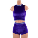 Purple Velvet Crop and Pinup Shorts with Lavender Ice Trim-4