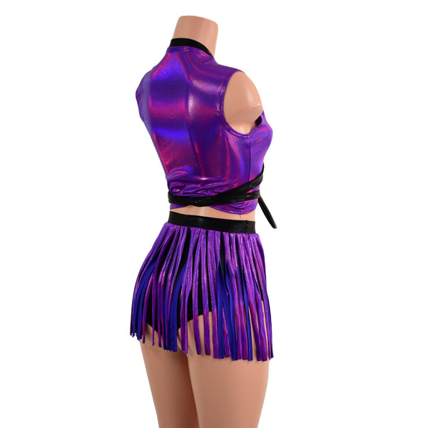 Wrap & Tie Top with Contrast Trim and Gladiator Siren Shorts Set - 2