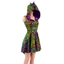 Poisonous Dragon Hooded Skater Dress with Dragon Tail Hemline-3