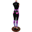 Bolts and Stars Zipper Front Color Blocked Catsuit-4
