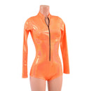 Neon Orange Sparkly Jewel Stella Romper with Long Sleeves & Boy Cut Leg-2